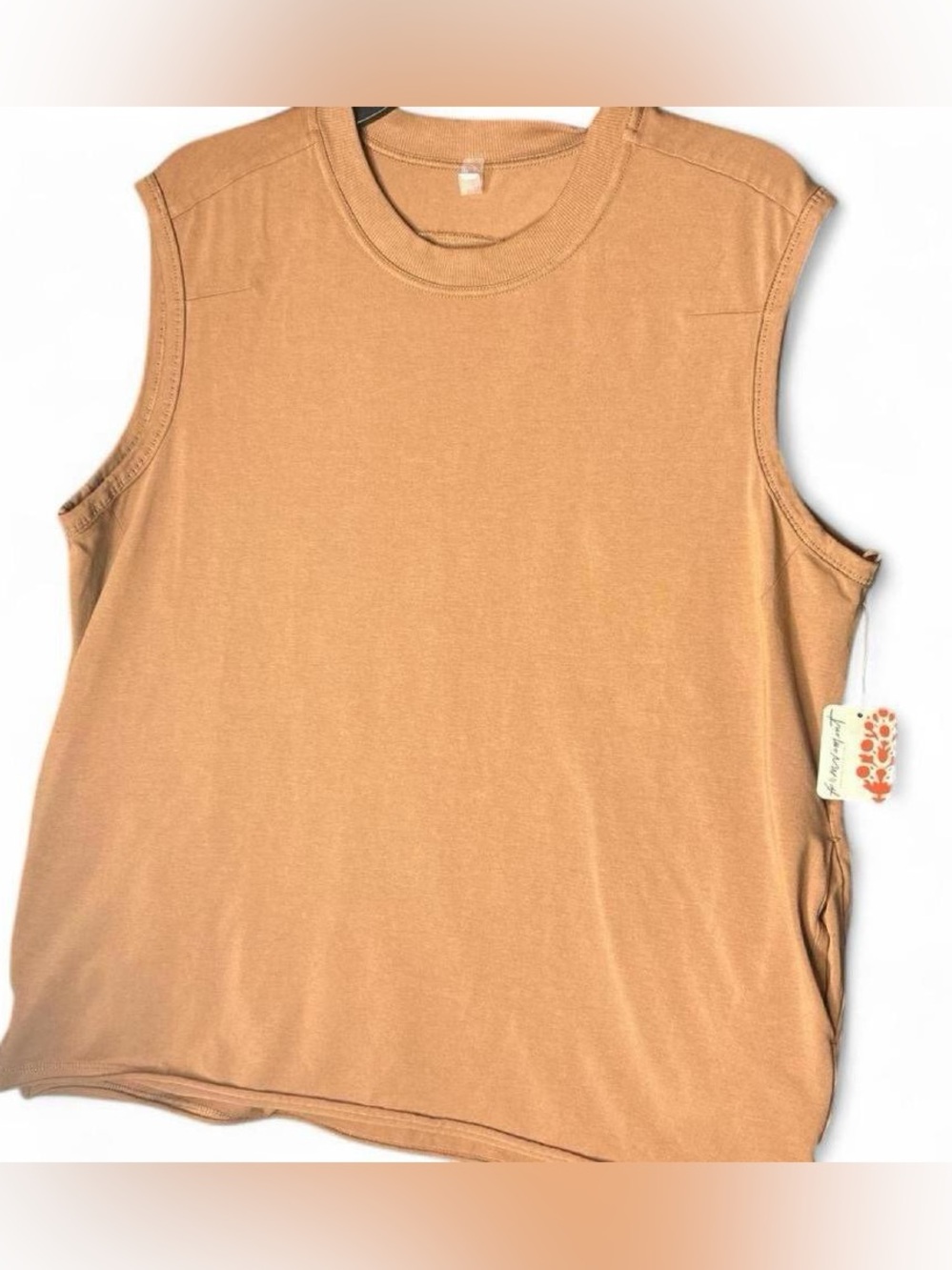 Free People Movement Sleeveless Cotton stretch blend Camel Tan Top NEW